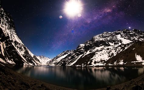 Nature Landscape Lake Mountain Snow Milky Way Galaxy