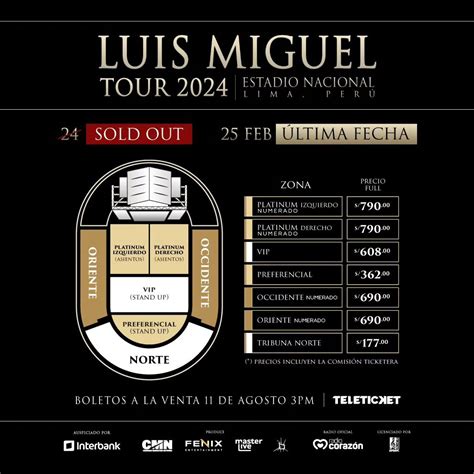 Entradas Para Luis Miguel Segunda Fecha En Lima V A Teleticket Precios Zonas Y D Nde