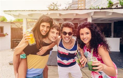 Group Of People Having Fun In Summer Party Stock Photo Image Of