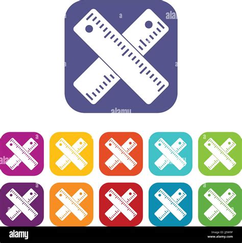 Two Crossed Rulers Icons Set Stock Vector Image Art Alamy