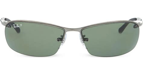 Ray Ban Mens Grey Wrap Around Rectangular Sunglasses Rb3183 00 In Gray