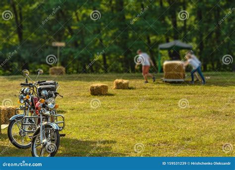 Motorcycles Parked In The Field Stock Image Image Of Outdoor