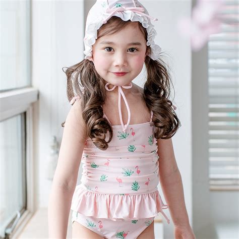 Children Cute Flamingo Swimwear Toddler High Waist Bikini Set Baby Girl