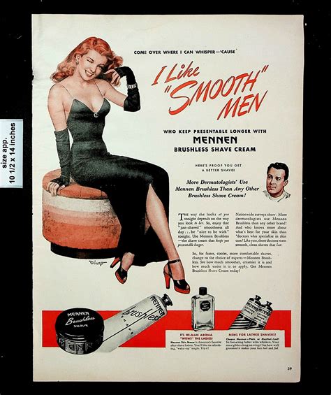1946 Mennen Brushless Shave Cream Woman Dress Smooth Men Vintage Print Ad 25798 Ebay