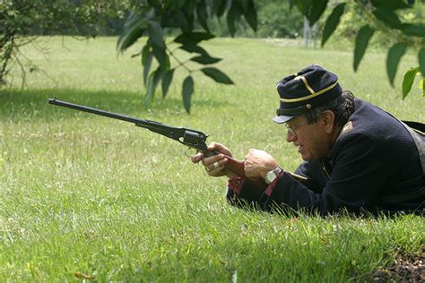 A Member Of Berdans Sharpshooters Gets Into Position During The Annual