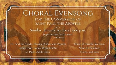 1/30/22: 5 p.m. | Choral Evensong at Saint Paul's Episcopal Church