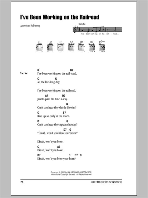 I Ve Been Working On The Railroad Sheet Music American Folk Song Guitar Chords Lyrics