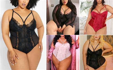 Plus Size Lingerie For Women Sexy Strappy Harness Top Eyelash Lace Bodysuit