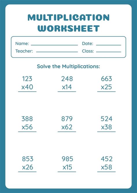 Free Math Worksheets Template To Customize And Download