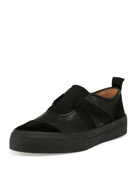 Dries Van Noten Mixed Media Leather Slip On Sneaker Black Leather