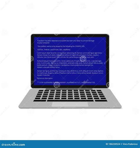 Laptop With Blue Screen Of Death Bsod System Crash Report Fatal