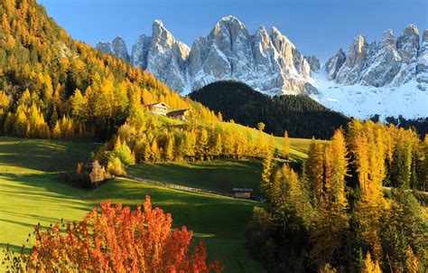 Wallpaper Nature Mountains Autumn Forest Alps Meadow Italy