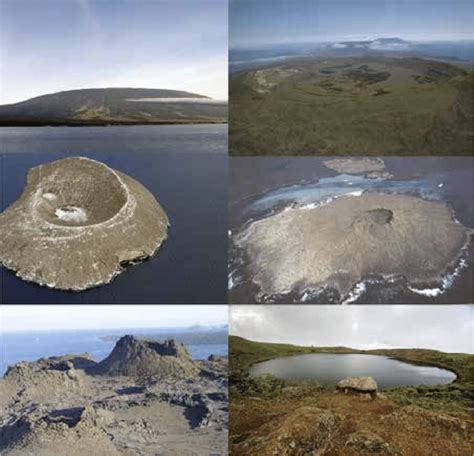 Varios Tipos De Volcanes En Las Islas Galápagos Como Volcán Escudo