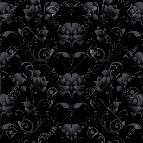 Free Download Black Roses Seamless Pattern Vector Dark Black Floral