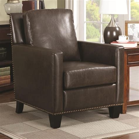 Brown Leather Accent Chair - Steal-A-Sofa Furniture Outlet Los Angeles CA