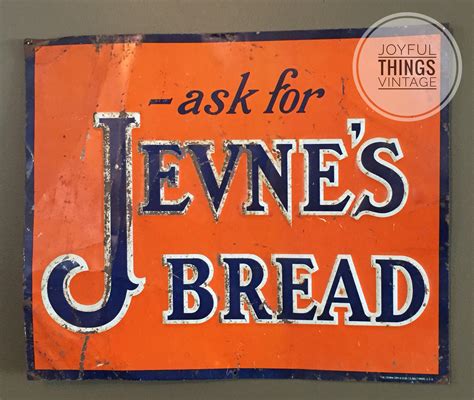 Vintage Advertising Jevne Bread Sign Tin Non Porcelain C1920 Etsy
