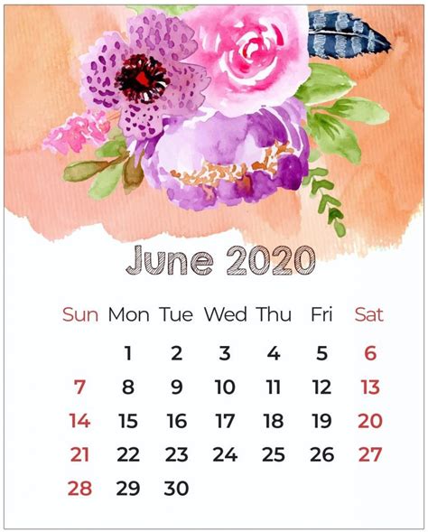 Cute June 2020 Printable Calendar Free Printable Calendar Templates