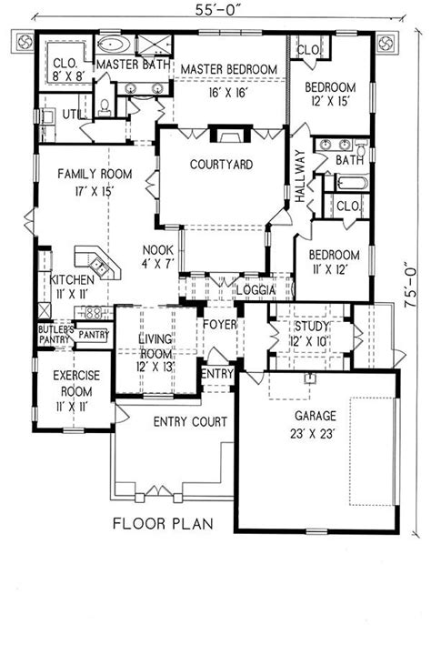 Modern house plans with interior courtyard (see description). Spanish Mediterranean House Plans Two Story Courtyard Style Home With Colonial - marylyonarts.com