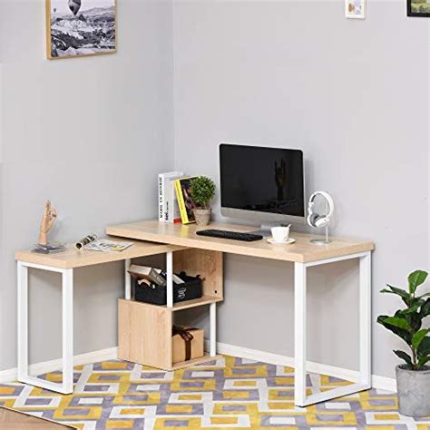 Homcom Degree Rotating Corner L Shaped Computer Desk With