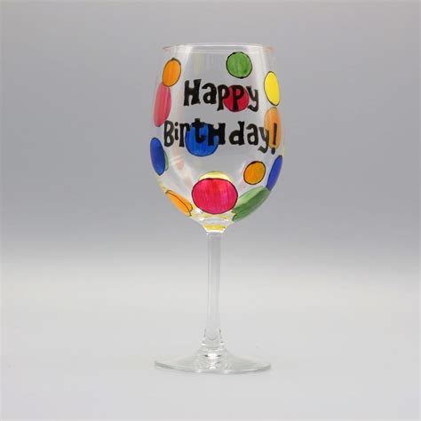 Happy Birthday Wine Glass Hand Painted Personalized Ts