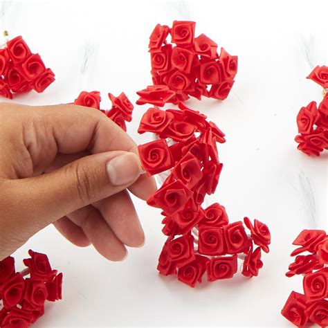 Red Ribbon Roses Silk Poly Ribbon Roses Floral Supplies Craft