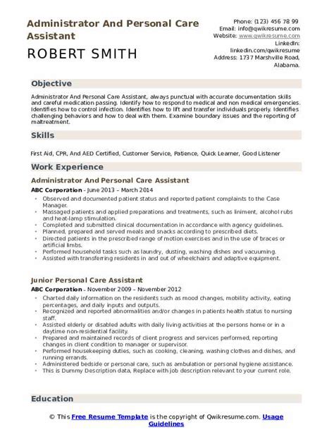 Personal Care Assistant Job Description For Resume Thomasmcneely Blog