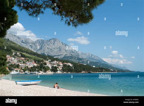 Beach In Brela Makarska Riviera Dalmatian Coast Croatia Stock Photo