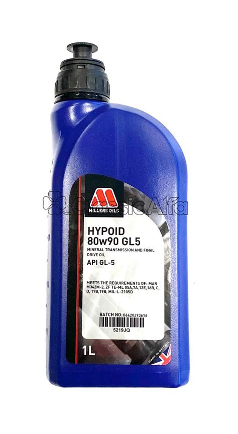 Ac107 Millers Hypoid 80w90 Gl5 Transmission Oil 1 Litre Classic Alfa