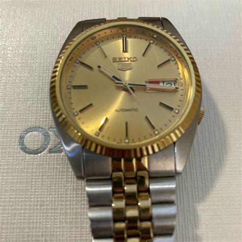 Seiko 5 Automatic Day Date Snxj92 Two Tone Gold 7s26 Date Just Homage