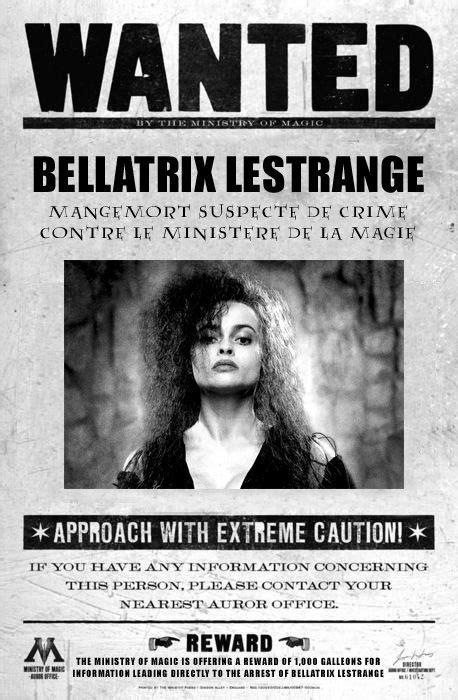Wanted Bellatrix Lestrange Harry Potter Harry Potter Wanted Poster Harry Potter Free