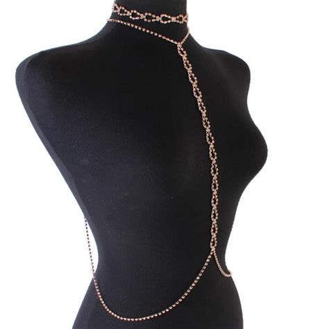 Gold Rhinestone Tear Choker Necklace Waist Chain Jewelry