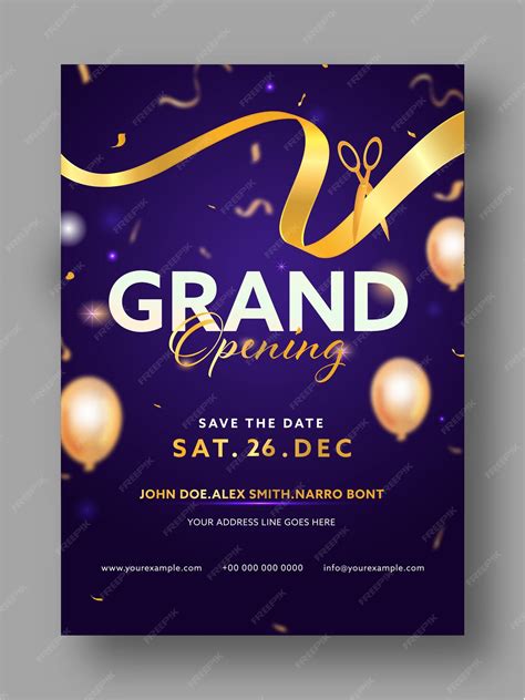 Premium Vector Grand Opening Party Invitation Template Layout With