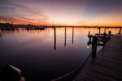 Landscape Photography Of River Dock During Golden Hour Florida Hd