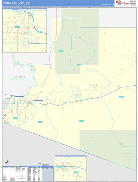 Yuma County Az Zip Code Wall Map Basic Style By Marketmaps