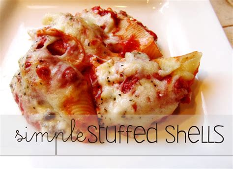 Stuffed shells filled with four cheeses and spinach are a delicious homemade meal that will satisfy any craving for melty, cheesy comfort food. Lovely Little Snippets: Simple Stuffed Shells