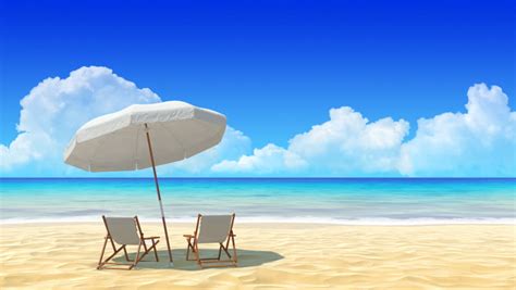 Beach Chair And Umbrella On Stockbeeldmateriaal En Videos 100 Rechtenvrij 5627288