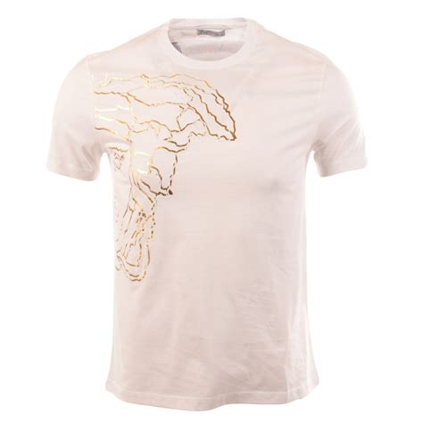 Versace Collection White Gold Piping Crew Neck T Shirt Men From