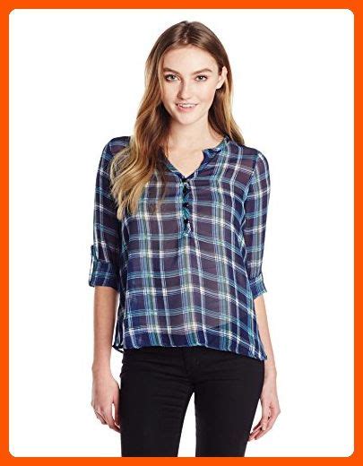 Angie Juniors Long Sleeve Sheer Flannel Top Flannel Tops Tops Long