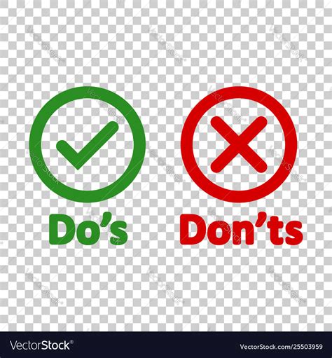 Dos And Donts Sign Icon In Transparent Style Like Vector Image