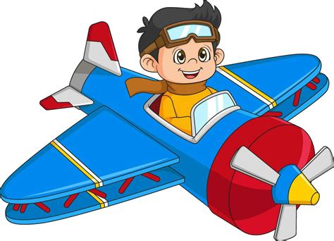 Little Boy Operating A Plane 36151808 Vector Art At Vecteezy