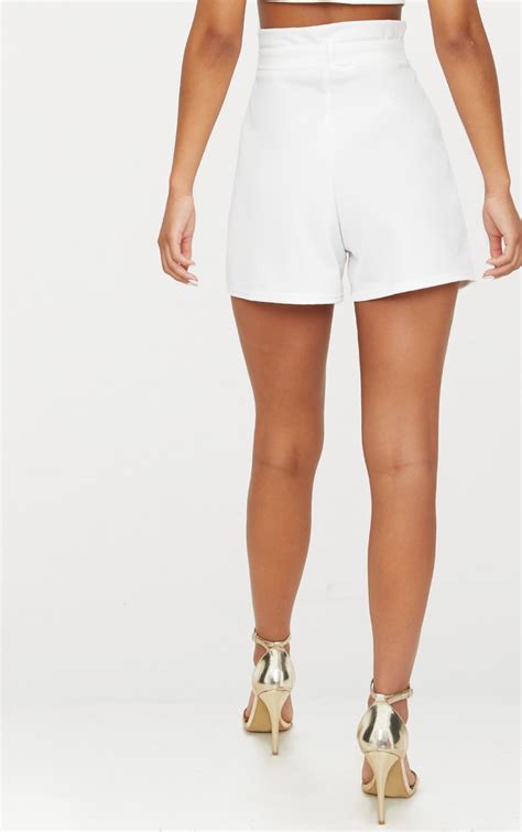 White High Waisted Tie Front Short Shorts Prettylittlething