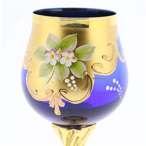 Glassofvenice Set Of Two Murano Glass Wine Glasses 24k Gold Etsy