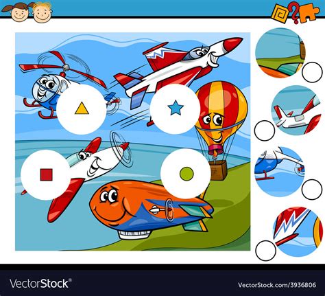 Match Pieces Game Cartoon Royalty Free Vector Image