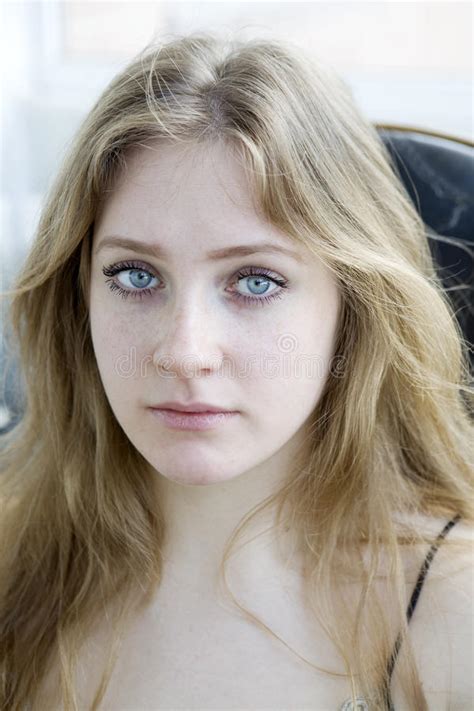 Blond Crying Teen Girl With Long Hair And Blue Eye Stock Photo Image