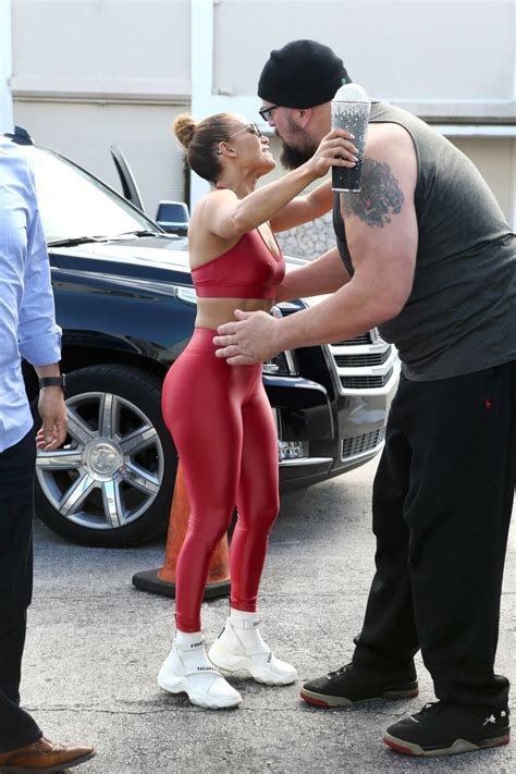 Jennifer Lopez Big Ass In Sexy Skin Tight Red Gym Outfit In Miami