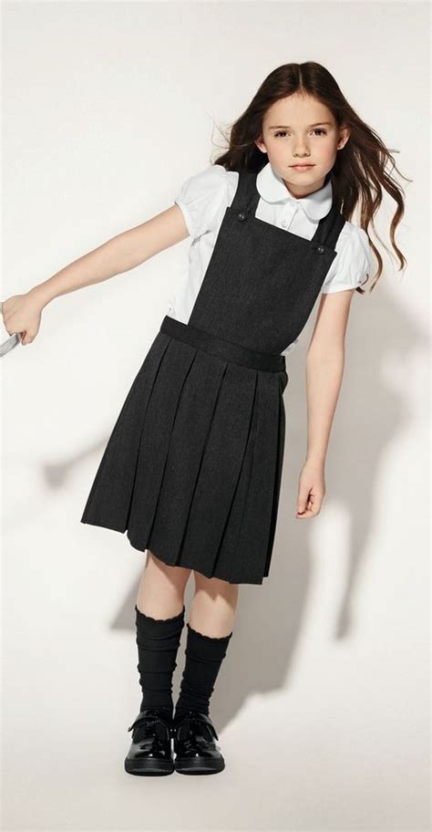 Dark Grey School Uniform Pinafore Dress Vestidos Negros Para Niñas