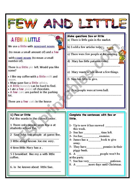 Few And Little Esl Worksheet By Giovanni