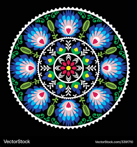 polish traditional folk art pattern in circle vector image