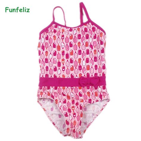 Funfeliz Girls Swimsuit 2018 Cute One Piece Icecream Swimwear For Girl