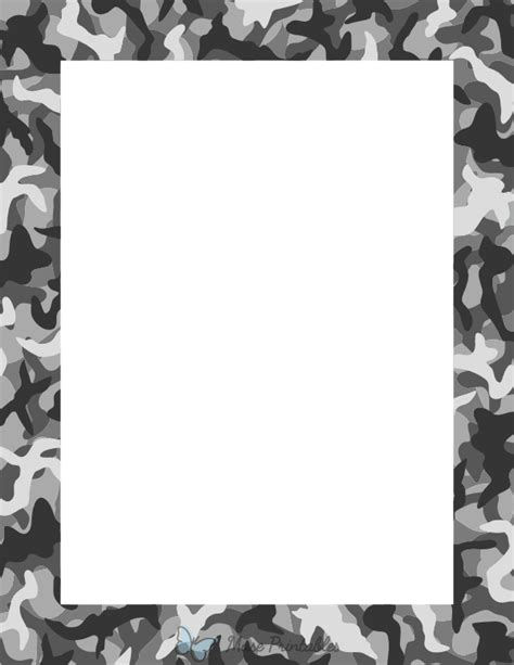 Printable Gray Camouflage Page Border